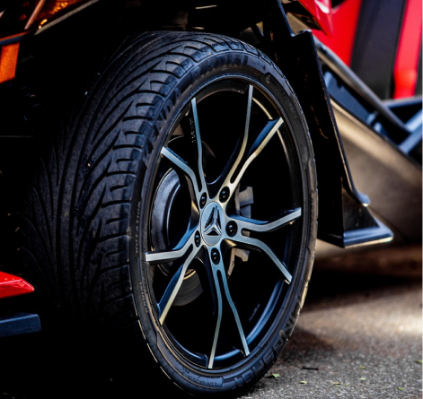 Close-up of sports car wheel
